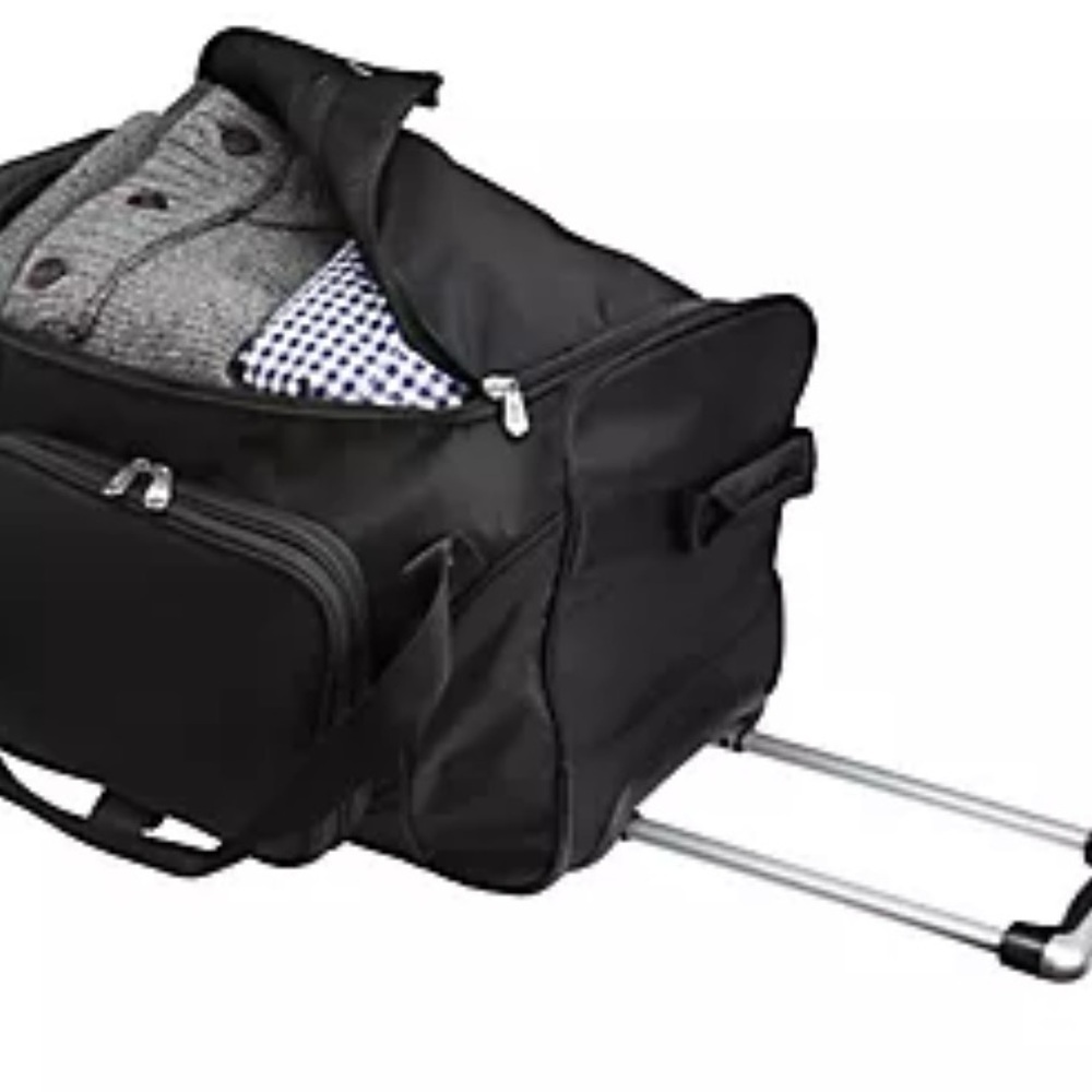Kansas City Black Sports Rolling Duffel Bag - Picture 7 of 7